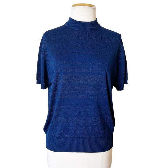 Vintage Givenchy Sport subtle stipe short sleeve sweater blue sz 42 - Picture 1 of 5